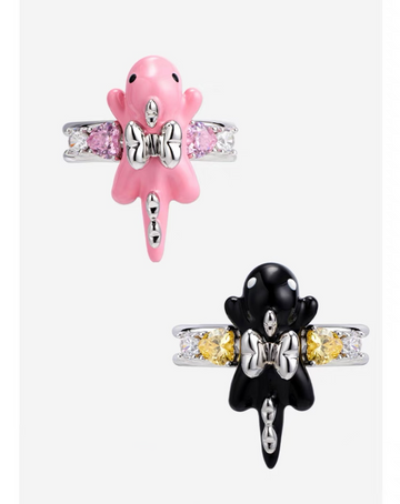 Fantastic Beasts Love Baby Dinosaur Color Enamel Gemstone Ring 925 Silver