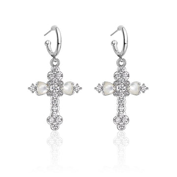 Cross petal cross earrings