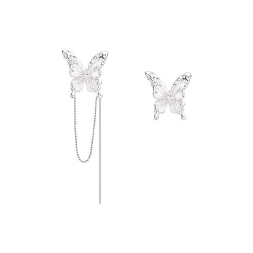 Butterfly Transmutation Transparent Butterfly AB Tassel Ear Clips