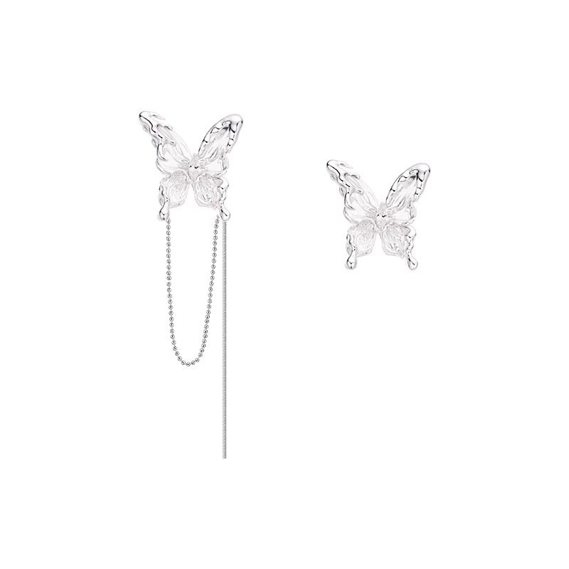 Butterfly  Transmutation Transparent Butterfly AB Tassel Ear Clips